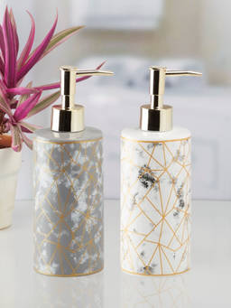 Kookee - Ceramic Soap Dispenser for handwash-Grey (Set of 2)