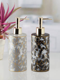 Kookee - Ceramic Soap Dispenser for handwash-Black-Grey (Set of 2)