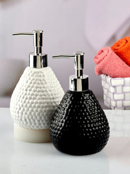 Kookee - Ceramic Soap Dispenser for handwash-White-Black (Set of 2)