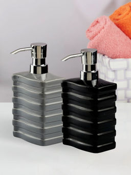 Kookee - Ceramic Soap Dispenser for handwash-Grey-Black (Set of 2)