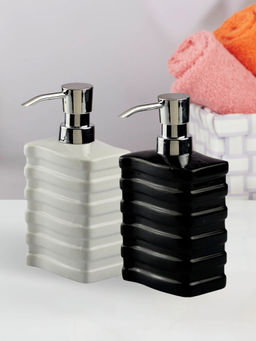 Kookee - Ceramic Soap Dispenser for handwash-White-Black (Set of 2)