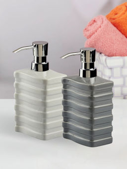 Kookee - Ceramic Soap Dispenser for handwash-Grey-Dark Grey (Set of 2)