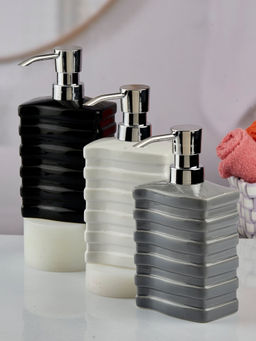 Kookee - Ceramic Soap Dispenser for handwash - White-Grey-Black (Set of 3)
