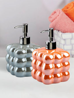 Kookee - Ceramic Soap Dispenser for handwash-Blue-Orange (Set of 2)