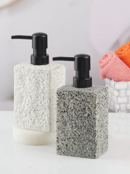 Kookee - Ceramic Soap Dispenser for handwash-White-Grey (Set of 2)