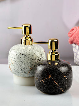 Kookee - Ceramic Soap Dispenser for handwash-Black-White (Set of 2)