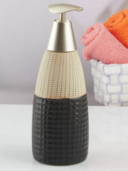 Kookee - Ceramic Soap Dispenser for handwash for Bathroom-Black-Beige