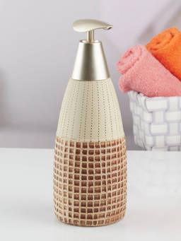 Kookee - Ceramic Soap Dispenser for handwash for Bathroom-Brown-Beige