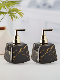 Kookee - Ceramic Soap Dispenser for handwash-Black-Gold (Set of 2)