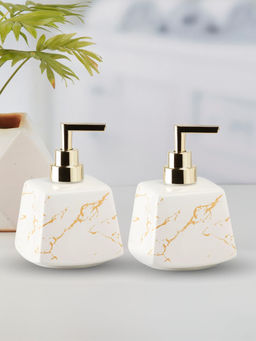 Kookee - Ceramic Soap Dispenser for handwash-White (Set of 2)