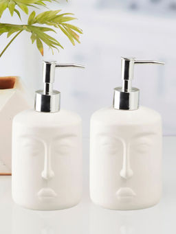 Kookee - Ceramic Soap Dispenser for handwash-White (Set of 2)