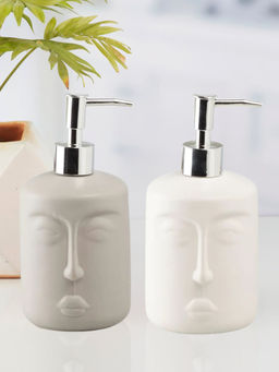 Kookee - Ceramic Soap Dispenser for handwash-Grey-White (Set of 2)