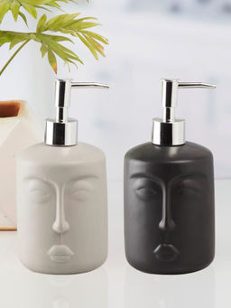 Kookee - Ceramic Soap Dispenser for handwash-Grey-Black (Set of 2)