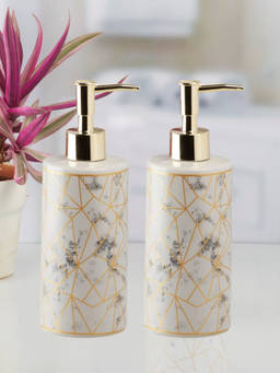 Kookee - Ceramic Soap Dispenser for handwash-Grey-Gold (Set of 2)