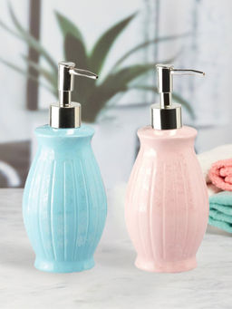 Kookee - Ceramic Soap Dispenser for handwash-Blue-Pink- (Set of 2)