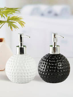 Kookee - Ceramic Soap Dispenser for handwash-White-Black (Set of 2)