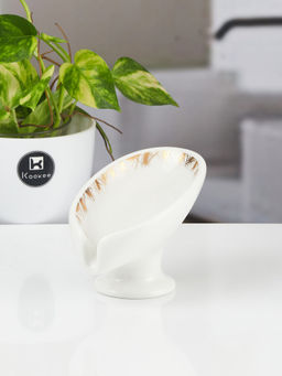 Kookee - Ceramic Soap Holder Dish-Set of 1 Bathroom Accessories for Home-White