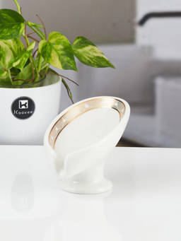 Kookee - Ceramic Soap Holder Dish-Set of 1 Bathroom Accessories for Home-White