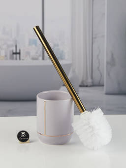 Kookee - Ceramic Toilet Cleaner Brush with Holder for Bathroom- Purple (Set of 2)