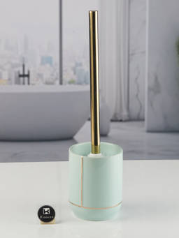 Kookee - Ceramic Toilet Cleaner Brush with Holder for Bathroom- Blue (Set of 2)