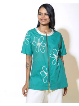 Amoh - Floral Zip Up Shirt