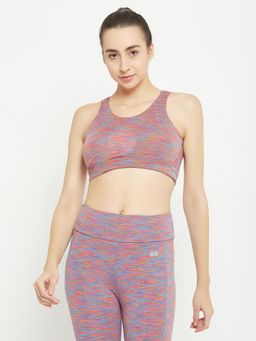 Clovia - Medium Impact Printed Padded Sports Bra In Multicolour