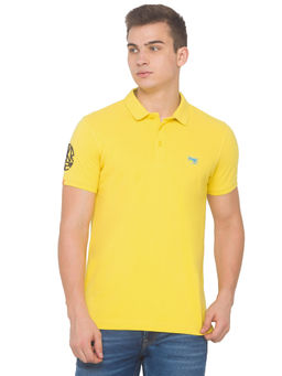 Spykar - Men Yellow Slim Fit Polo T-shirt