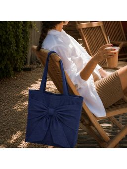 MasQ - Big Bow Denim Blue Tote Bag