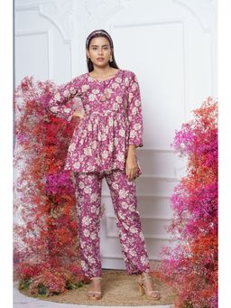 Autumnlane - Anurupa Purple Muslin Co-ord Set (Set of 2)