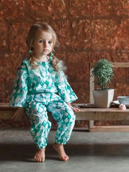Myoho - Blue Stainglass Organic Cotton Kurta With Pant