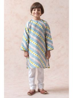 THETAA - Cotton Silk Geometric Print Multicolor Kurta With Pyjama