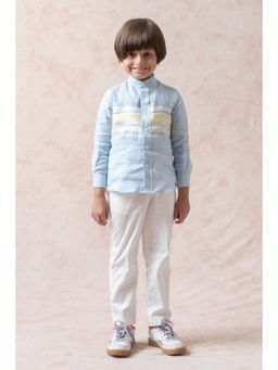 THETAA - Full Sleeve Linen Blue Shirt