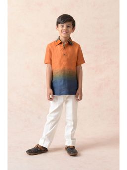 THETAA - Pure Linen Ombre Half Sleeves Multicolor Shirt