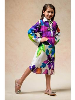 THETAA - Shirt Purple Midi Dress With Belt