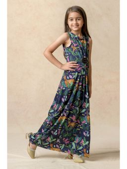 THETAA - Ruching Navy Blue Maxi Dress
