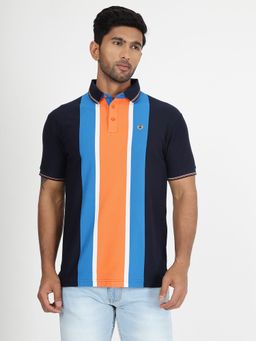 JadeBlue - Men's Multicolor Striped Cotton Slim Fit Polo T-Shirt