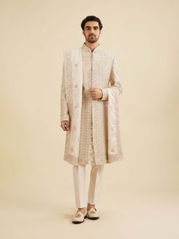 Manyavar - Beige Satin Dupatta for Men