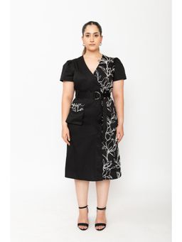 Contemponari - Black Amara Midi Dress with Belt
