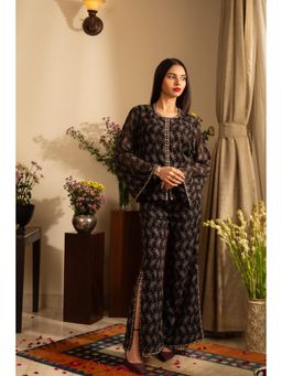 House of Inari - Poppy Black Embroidered Indo Western Co-Ord Set
