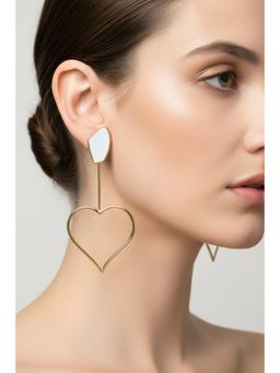ORNAMAAS - Oversized Heart Galactic Cut Stick Gold Earrings