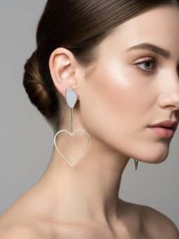 ORNAMAAS - Oversized Heart Galactic Cut Stick Silver Earrings
