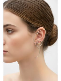 ORNAMAAS - Silver Plated Cream Earring
