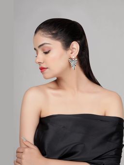 XAGO - Eclipse Fan Statement White Earrings