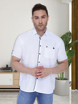 KUONS AVENUE - Men's White Linen Cotton Casual Shirt