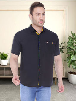 KUONS AVENUE - Men's Black Linen Cotton Casual Shirt