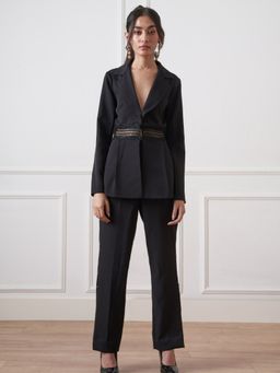 ETE - Leon Black Crepe Pant Suit Co- Ord (Set of 2)