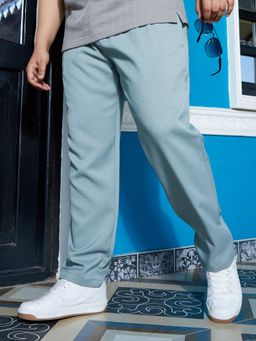 Instafab Plus - Men Sage Green Tailored Linen-Blend Trouser