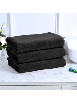 Black Gold - Bath Towels 400 Gsm Lightweight Ultra-Soft Plain Black (Pack Of 3)