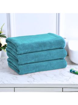 Black Gold - Bath Towels 400 Gsm Lightweight Ultra-Soft Plain Blue (Pack Of 3)