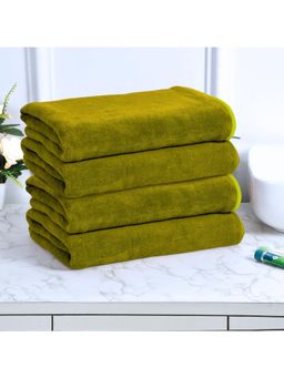 Black Gold - Bath Towels 400 Gsm Lightweight Ultra-Soft Plain Green (Pack Of 4)